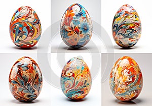 A unique set of colorful easter egg designs artwork (Impressionism style inspired by Monet, Degas, Manet).