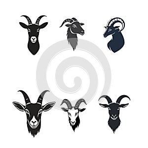 Goat Icon Set: Minimalist Design on Transparent Background photo