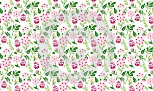 Unique shape egg for Easter, with leaf and floral pattern background decor