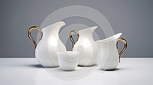 unique shapes and curves of vintage pots against a white background