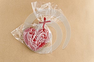 Unique stylish red heart cookie, valentines day concept gift