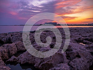 Unique sunet over the Mediterranean sea in Cyprus