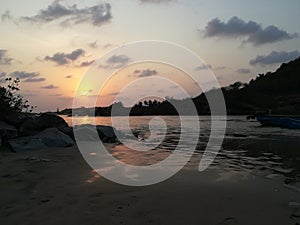 Unique sunset at kumta Beach karnataka Indian. photo