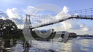 unique suspension bridge over the swamp