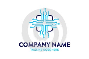 Unique technology and networking logo template photo