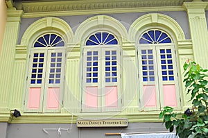 Unique traditional colorful windows in Little India, Singapore