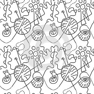 Unique vector hand drawn arwork with unusual, psychedelic cute pattern