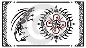 Tribal Lizard with CelticInspired Medallion, Mystical Art, vector design Generative AI