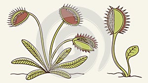 Unique Venus flytrap plants, carnivorous nature. vector design Generative AI