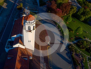 Unique view of the Boise train depot in the spring time