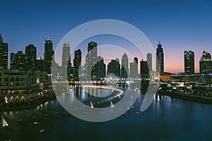 Unique view of Dubai Dancing Fountain show at night.