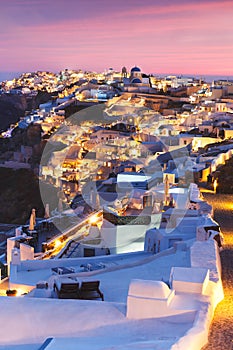 Unique view for the sunset over Oia, Santorini, Greece