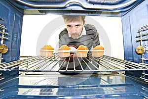 Unique viewpoint from inside an oven