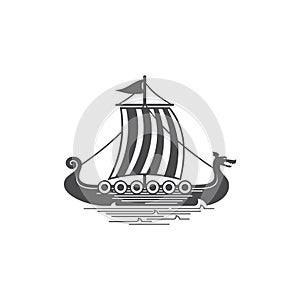 Unique viking ship illustration
