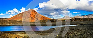 Unique Volcanic nature of Lanzarote island with black sands