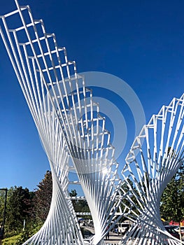 Unique white statute in city park in Indiana photo