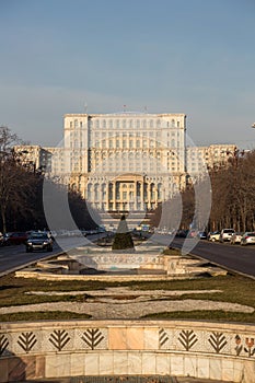 Unirii Boulevard leading to Parliament, Bucharest