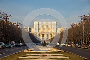 Unirii Boulevard leading to Parliament, Bucharest