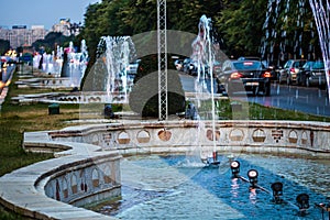 Unirii central city fountain in Bucharest, capital of Romania