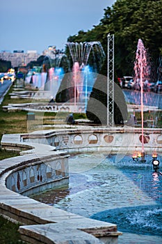 Unirii central city fountain in Bucharest, capital of Romania