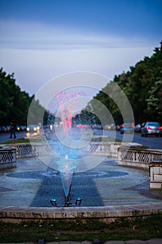Unirii central city fountain in Bucharest, capital of Romania