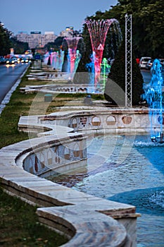 Unirii central city fountain in Bucharest, capital of Romania