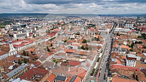 Unirii Square in Cluj Napoca on a coudy day.