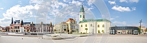 Unirii Square with the statue of Romanian Hero Mihai Viteazul in Oradea