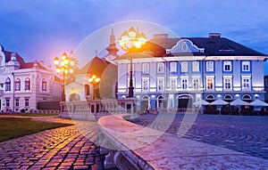 Unirii Square in Timisoara in dusk