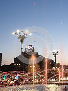 Unirii Unirii Square fountains in Bucharest