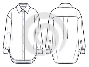 Unisex Basic Shirt technical fashion Illustration.