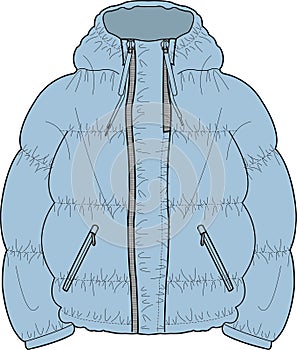 UNISEX LIGHT WEIGHT PUFFER JACKET WINTER WEAR VECTOR