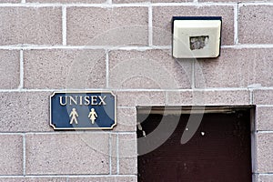 Unisex toilet sign for all genders at public facility