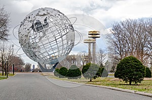 Unisphere with New York State Pavilion Observation Towers at Flushing-Meadows-Park, Queens, NYC
