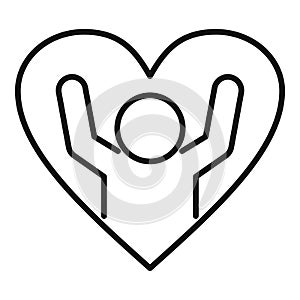 Unit love heart icon outline vector. Support palm