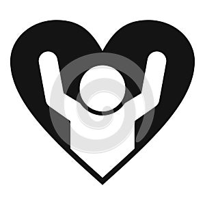 Unit love heart icon simple vector. Support palm