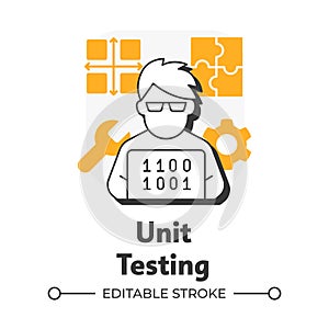 Unit testing flat outline concept icon