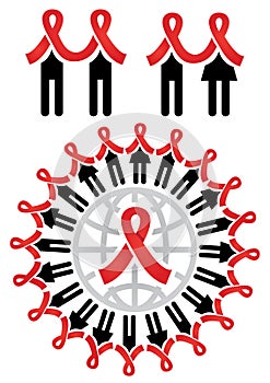 Unite against AIDS collection of symbols. Vector