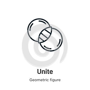Unite outline vector icon. Thin line black unite icon, flat vector simple element illustration from editable geometric figure