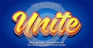 Unite Text Style Effect. Editable Graphic Text Template