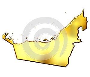 United Arab Emirates 3d Golden Map