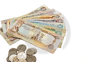 United Arab Emirates cash and coins