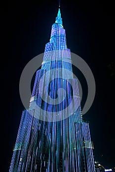 United Arab Emirates city of Dubai. Dubai downtown cityscape with Burj Khalifa