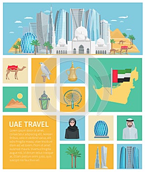 United Arab Emirates Decorative Icons Set