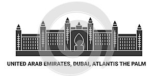 United Arab Emirates, Dubai, Atlantis The Palm, travel landmark vector illustration