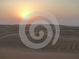 United Arab Emirates Dubai Desert Safari Sunset Landscape Adventure