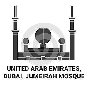 United Arab Emirates, Dubai, Jumeirah Mosque travel landmark vector illustration