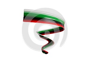 United Arab Emirates flag colors ribbon spiral abstract background. 3d illustration