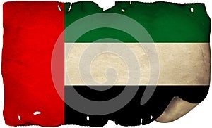United Arab Emirates Flag On Old Paper