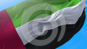United Arab Emirates flag video waving in wind 4K.